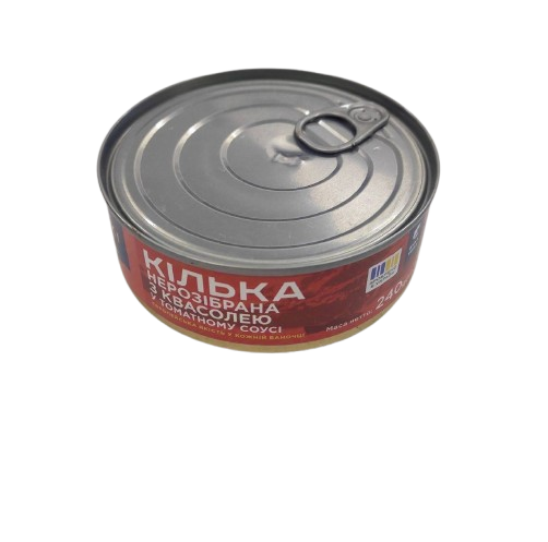 Кілька з квасолею в томатному соусі, 240г. КЛЮЧ ТМ LOKKI